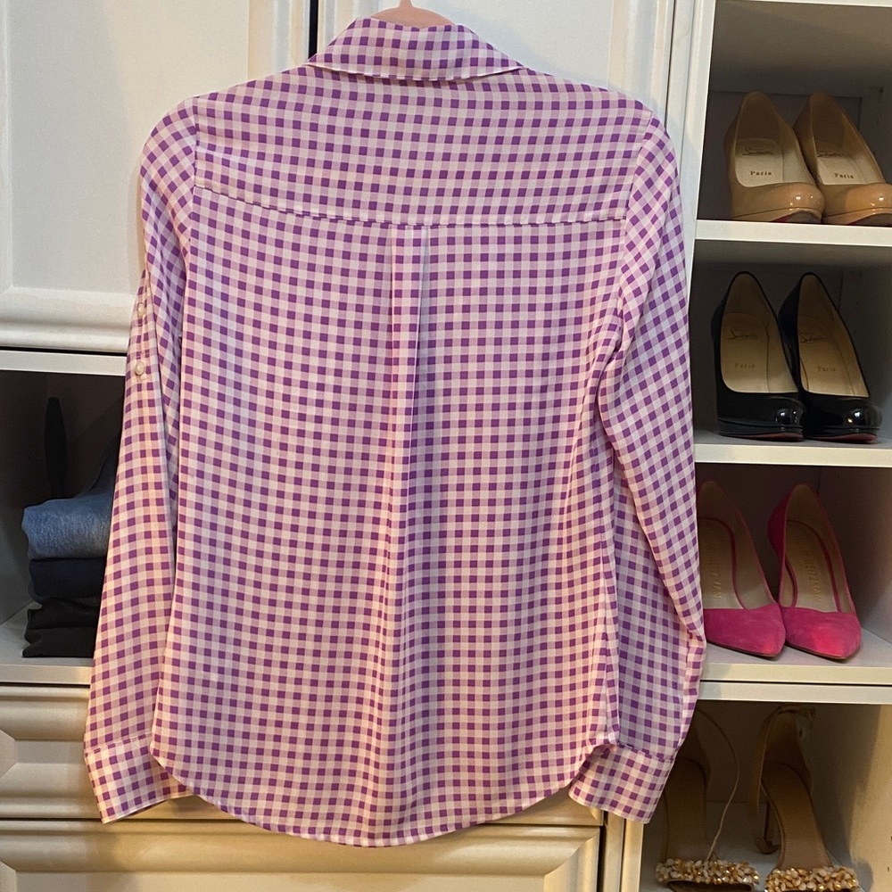 Express Lavender Checkered Slim Shirt - Picture 4 of 4